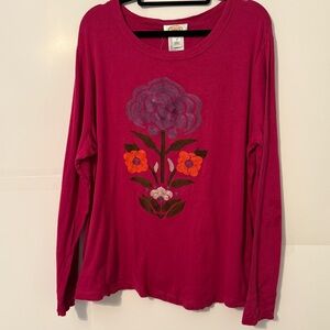 Talbots Fuchsia Floral Long Sleeve Tee
